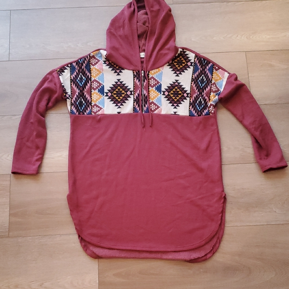 Tribal Pattern Hooded Sweatshirt Womens